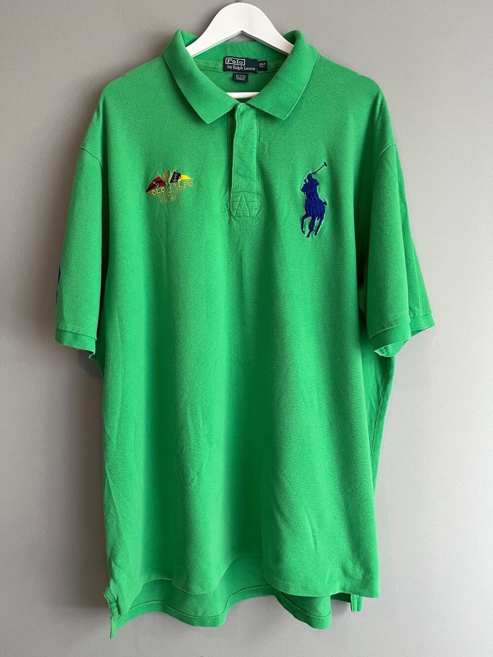 Vintage Polo Ralph Lauren Green Big Pony Yacht Club Shirt Mens Sz 3XLT Preppy
